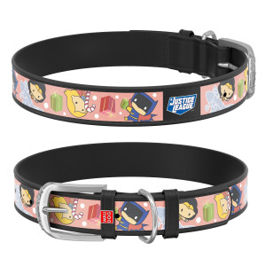 WAUDOG Design dog collar, pattern "LJ Xmas 2", genuine leather, 