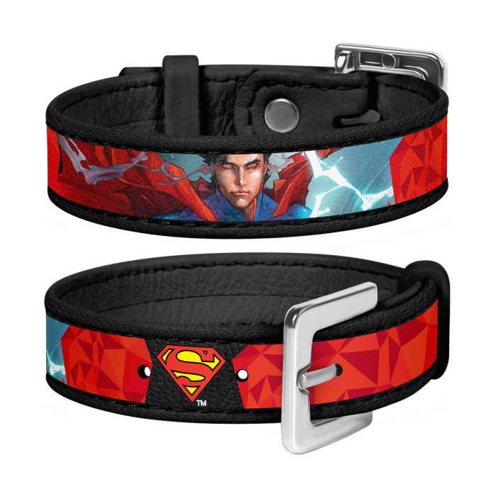 Bracelet WAUDOG with pattern "Superman 1", genuine leather (width 15 mm, length 17-23 cm) 