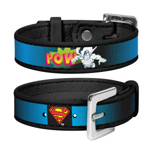 Bracelet WAUDOG with pattern "Superman 2", genuine leather (width 15 mm, length 17-23 cm) 