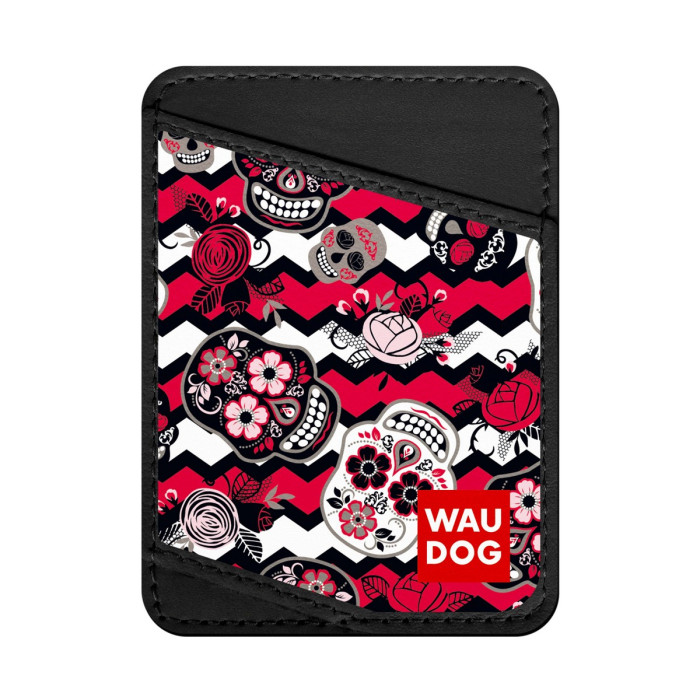 Business card holder WAUDOG, pattern "Sugar skulls"  