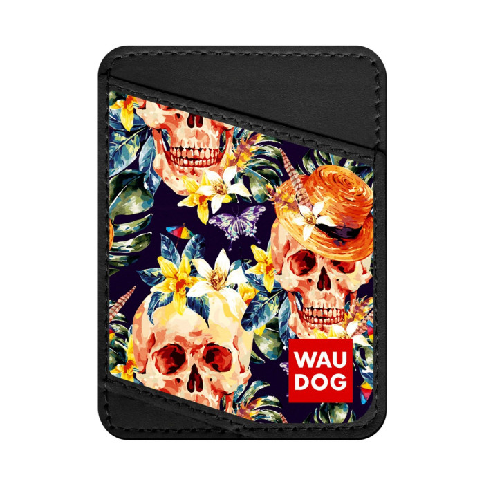 Business card holder WAUDOG, pattern "Glamorous skulls"  