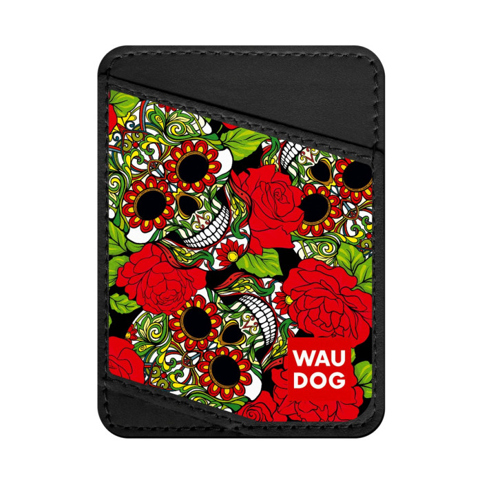 Business card holder WAUDOG, pattern "Skulls and roses"  