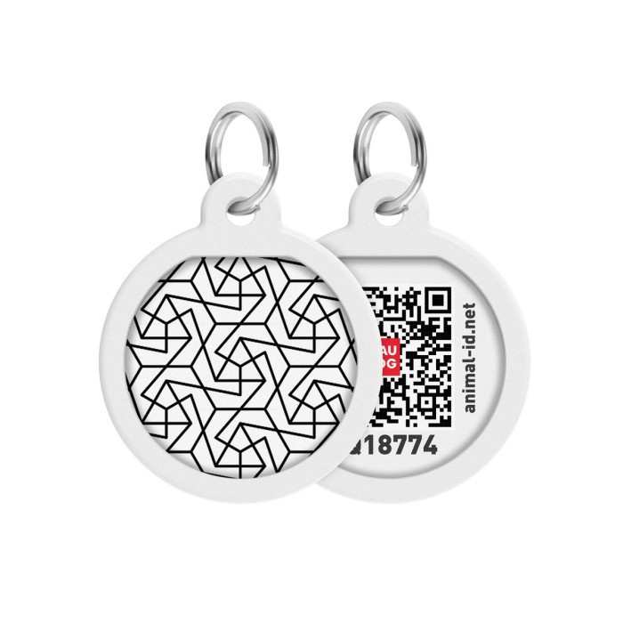 WAUDOG Smart ID pet tag with QR passport, premium, "Geometry" design, Ø 25 mm