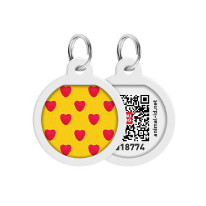 WAUDOG Smart ID pet tag with QR passport, premium, "Hearts" design" design, Ø 25 mm
