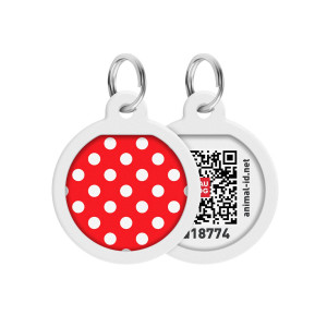 WAUDOG Smart ID pet tag with QR passport, premium, "Polka dots" design, Ø 25 mm