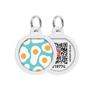 WAUDOG Smart ID pet tag with QR passport, premium, "Eggs" design, Ø 25 mm