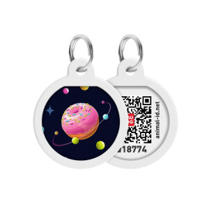 WAUDOG Smart ID pet tag with QR passport, premium, "Donuts universe" design, Ø 25 mm