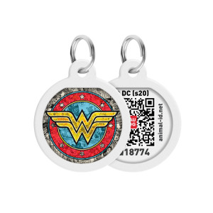 WAUDOG Smart ID pet tag with QR passport "Wonder Woman 2" design, Ø 25 mm