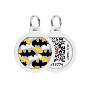 WAUDOG Smart ID pet tag with QR passport "Batman pattern" design, Ø 25 mm