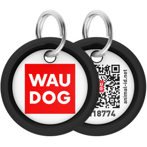 Адресник WAUDOG Smart ID с QR-паспортом, круг, пластик, диаметр 27 мм черный