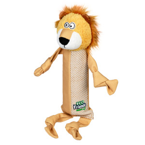 Игрушка для собак Лев с пластиковой бутылкой и пищалкой GiGwi ECO FRIENDZ, переработанный текстиль, ПЭТ, L, 39 см