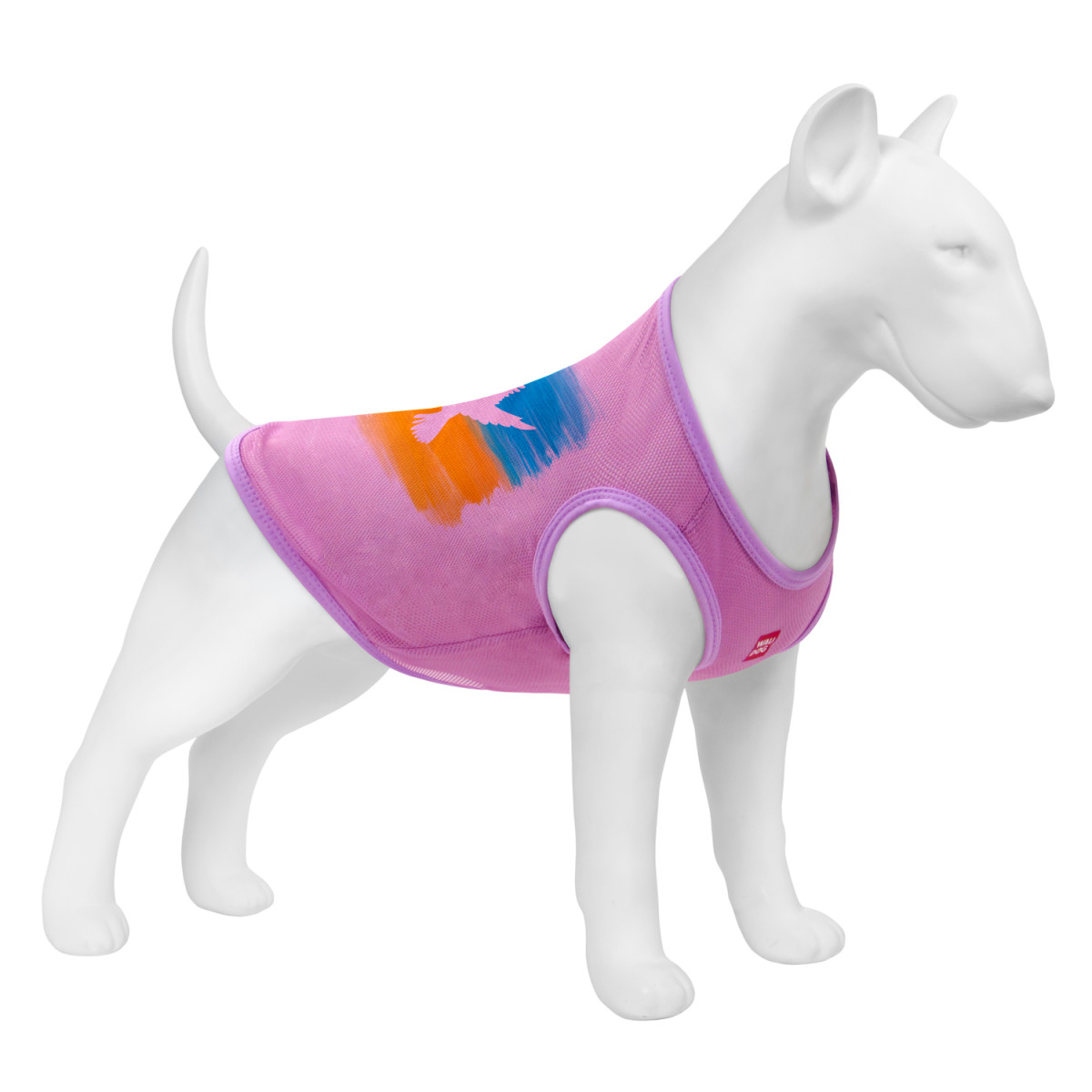 Майка для собак WAUDOG Clothes, малюнок "Прапор". Матеріал — сітка. Рожева