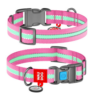 WAUDOG Nylon with QR tag, light-accumulative (glows in the dark) pink