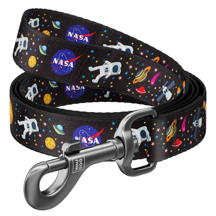 WAUDOG Nylon dog leash with QR-passport, "NASA"