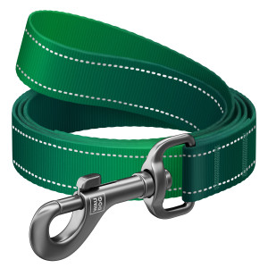 Повідець для собак нейлоновий WAUDOG Nylon Mono світловідбивний, зелений