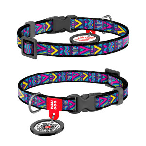 WAUDOG Nylon dog collar with QR-passport, "Indie", for small dogs, plastic fastex buckle