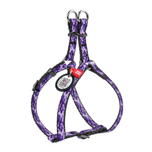 WAUDOG Nylon dog harness with QR-passport, QR tag, pattern "Purple camo" for cats and small dogs