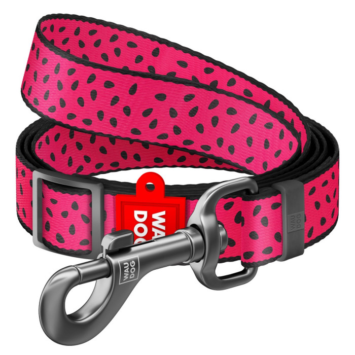 WAUDOG Nylon dog leash with QR-passport, "Watermelon", adjustable