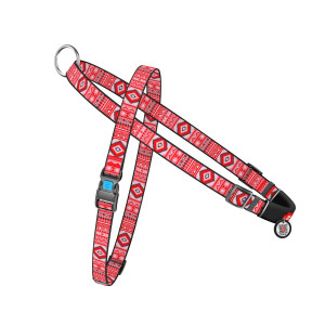 Harness with handle WAUDOG Nylon with QR passport, "Ethno red" design