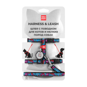 WAUDOG Nylon cat harness with lead with QR-passport, 