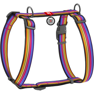 WAUDOG Nylon dog H-harness with QR-passport, "Line 1" design