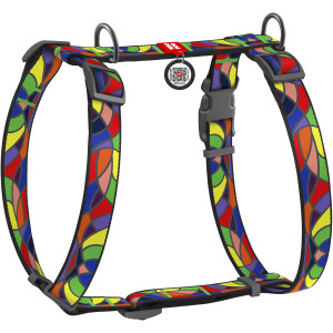 WAUDOG Nylon dog H-harness with QR-passport "Vitrage" design