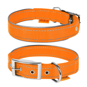 Ошейник Dog Extreme нейлоновый двойной, со светоотражающей вставкой, оранжевый