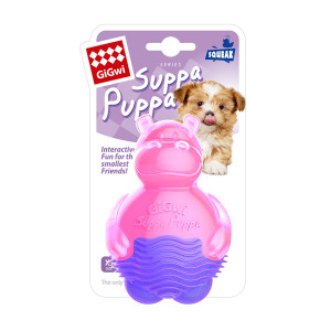 Игрушка для собак Бегемотик с пищалкой, розовый GiGwi Suppa Puppa, резина, 9 см