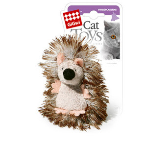 Игрушка для котов Ежик с погремушкой GiGwi Catch&scratch плюш, искусственный мех, 7 см