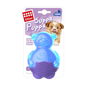 Игрушка для собак Мишка с пищалкой, синий GiGwi Suppa Puppa, резина, 9 см