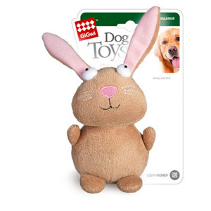 Игрушка для собак Кролик с пищалкой GiGwi Plush, плюш, 16 см