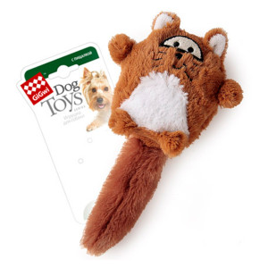 Іграшка для собак Лисиця з великою пискавкою GiGwi Plush, плюш, штучне хутро, 18 см