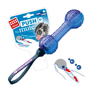 Іграшка для собак Гантеля з відключаємою пискавкою GiGwi Push to mute, TPR Гума, нейлон, 18 см