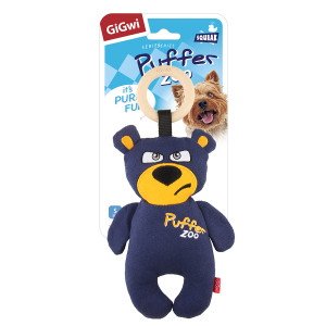 Игрушка для собак Медведь с пищалкой GiGwi Basic, текстиль, дерево, 26 см