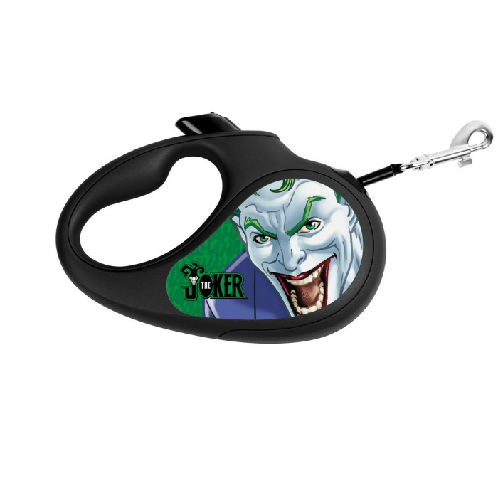 Retractable WAUDOG Design genuine leather dog leash, "Joker Green"