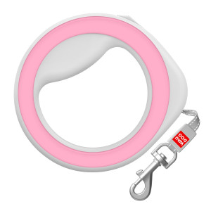 Поводок-рулетка для собак круглая WAUDOG, размер XS-M, от 10 до 40 кг, 2,9 м, цвет розовый