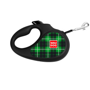 Повідець-рулетка для собак WAUDOG R-leash, малюнок "Шотландка зелена"